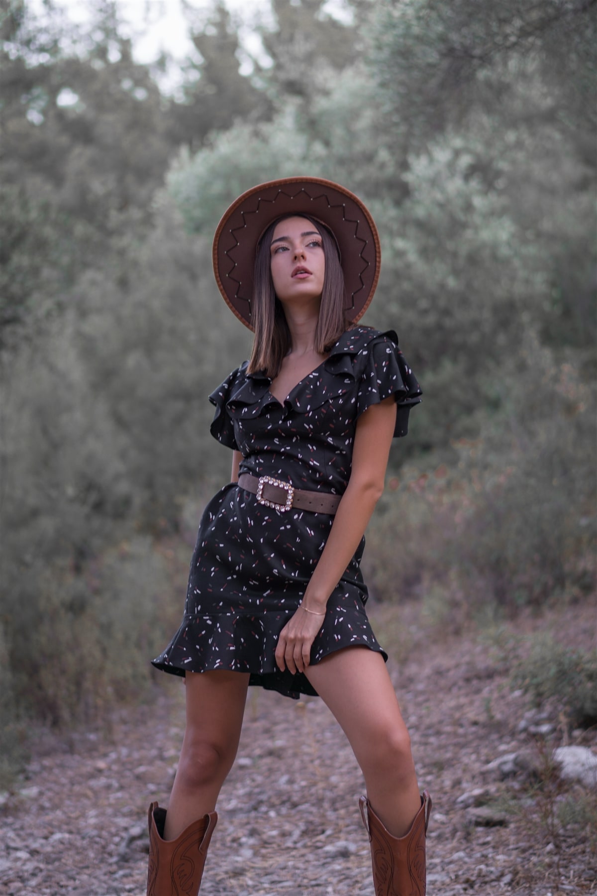 Siyah Desenli Elbise